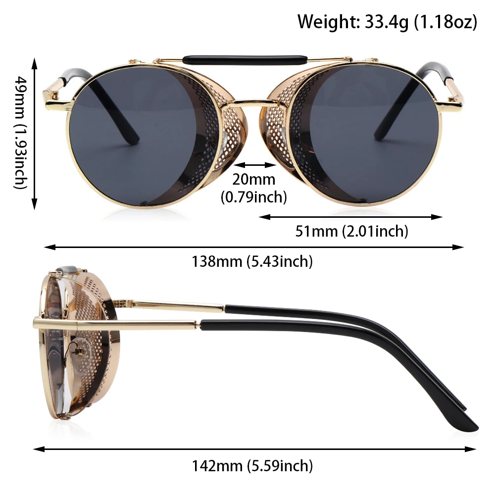 2021 NEW Round Steampunk Sunglasses Men Women Fashion Metal Glasses Brand Design Vintage Sunglasses High Quality UV400 Eyewear
2021 NEW Round Steampunk Sunglasses Men Women Fashion Metal Glasses Brand Design Vintage Sunglasses High Quality UV400 Eyewear