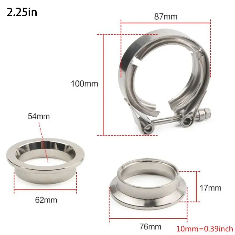 Quick Release V-band Exhaust Clamp Male Female Flanges Kit Stainless Steel Universal V band 1.5 2" 2.5" 3.25" 3.5" |