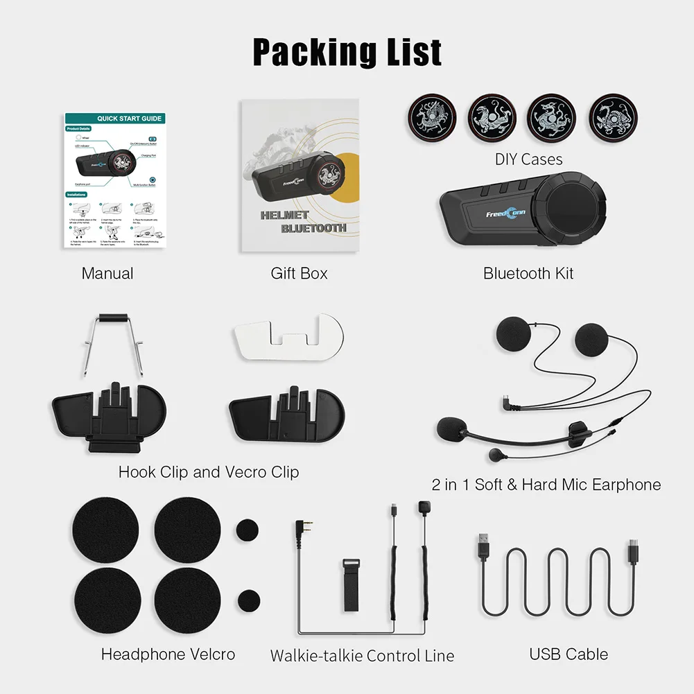Pro Motorcycle Intercom Helmet Headset Motorbike 6 Riders 1000M Talking Bluetooth-Compatible 5.0 FM Radio Waterproof Interphone
Pro Motorcycle Intercom Helmet Headset Motorbike 6 Riders 1000M Talking Bluetooth-Compatible 5.0 FM Radio Waterproof Interphone