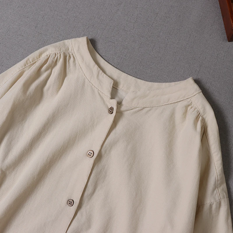 Literary Mori Girl Solid Color Cotton Corduroy Dress Early Autumn New Loose Long Sleeve Stand Collar Dress Women 
Literary Mori Girl Solid Color Cotton Corduroy Dress Early Autumn New Loose Long Sleeve Stand Collar Dress Women