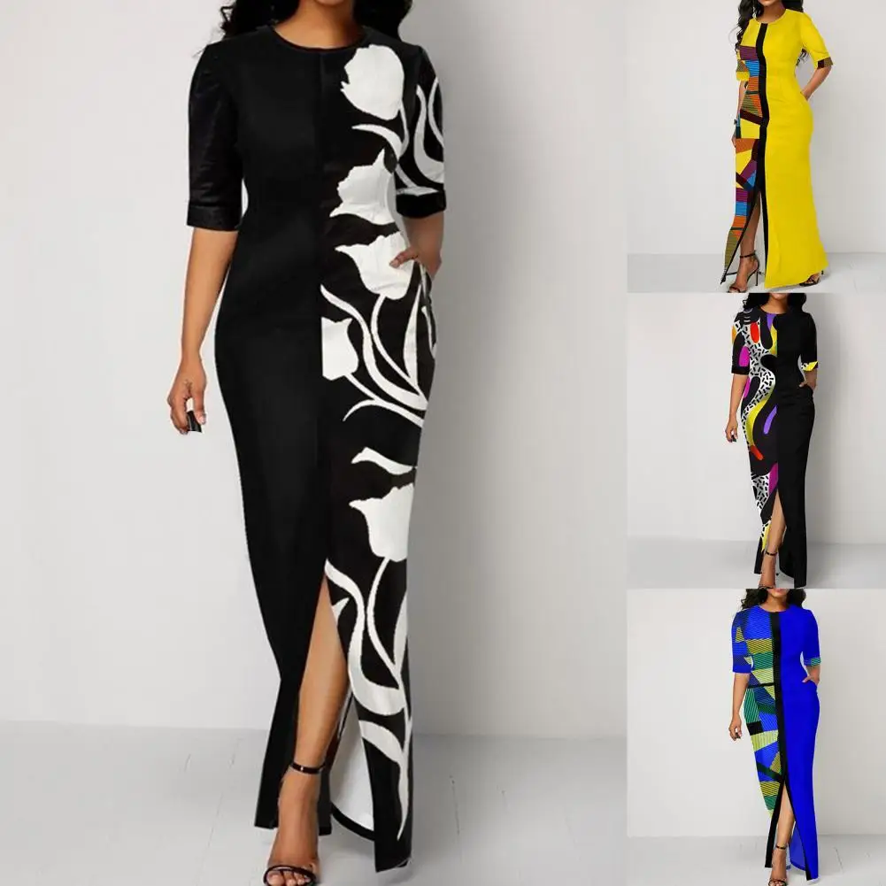 Stylish Elegant Dress Round Neck High Waist Patchwork Lady Long Evening Dress Party Dress Maxi Dress
Stylish Elegant Dress Round Neck High Waist Patchwork Lady Long Evening Dress Party Dress Maxi Dress