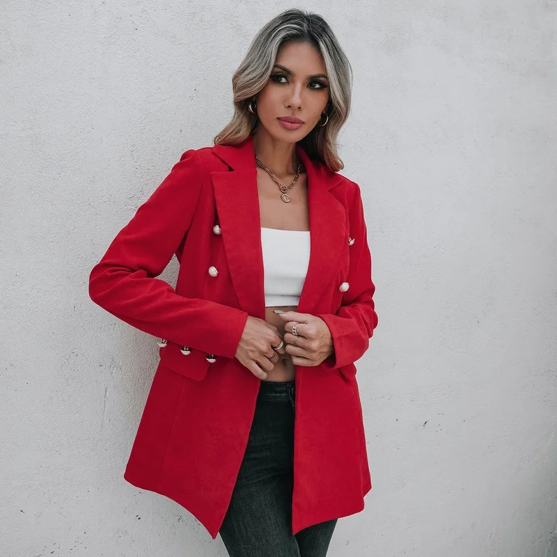 Elegant Fashion Fall Women Blazer Jacket Double BreastedCoat Vintage Long Sleeve Business Suit Female Outerwear Chic Blazer Red
Elegant Fashion Fall Women Blazer Jacket Double BreastedCoat Vintage Long Sleeve Business Suit Female Outerwear Chic Blazer Red