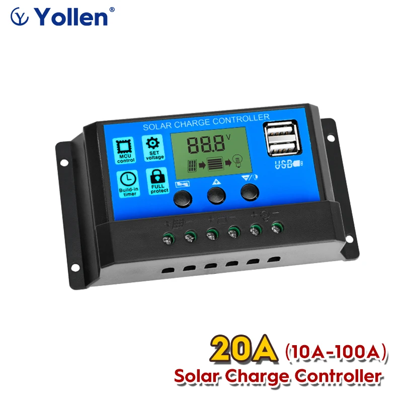 20A Solar Charge Controller PWM 100A 60A 50A 40A 30A 20A Solar Power Regulator 12V 24V Auto Dual USB LCD Display Load Discharger
20A Solar Charge Controller PWM 100A 60A 50A 40A 30A 20A Solar Power Regulator 12V 24V Auto Dual USB LCD Display Load Discharger