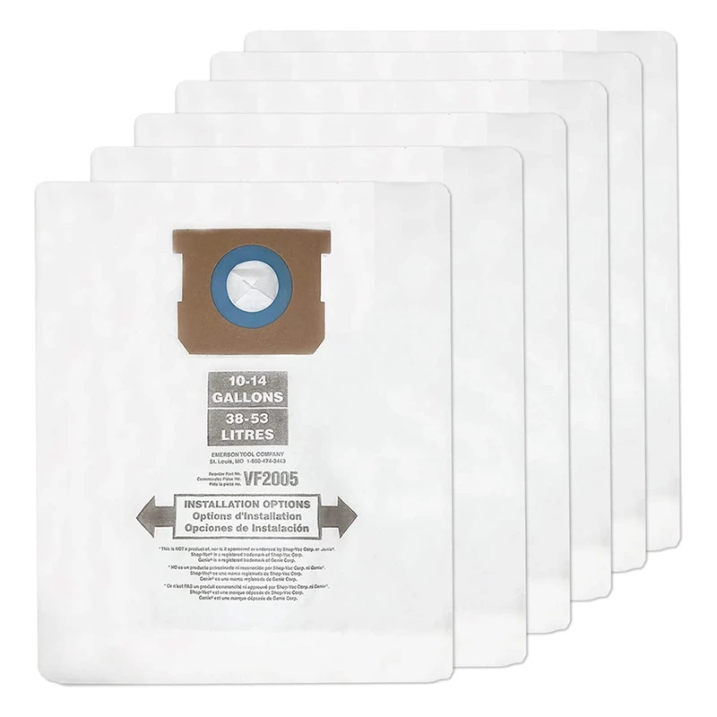 10 Pack VF2005 Replacement Vacuum Dust Bags for Shop-Vac 10 to 14 Gallon Vacuum Part 90662 90672 F 9066200 I 9067200
10 Pack VF2005 Replacement Vacuum Dust Bags for Shop-Vac 10 to 14 Gallon Vacuum Part 90662 90672 F 9066200 I 9067200