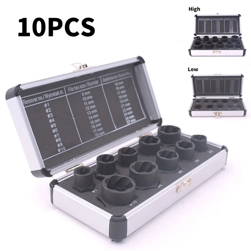 High/Low Locking Wheel Nut Removers 10pcs Nut Bolt Stud Extractor Sockets Set Broken Nut Extractor Socket Head Hexagon Nut Bolt 
High/Low Locking Wheel Nut Removers 10pcs Nut Bolt Stud Extractor Sockets Set Broken Nut Extractor Socket Head Hexagon Nut Bolt