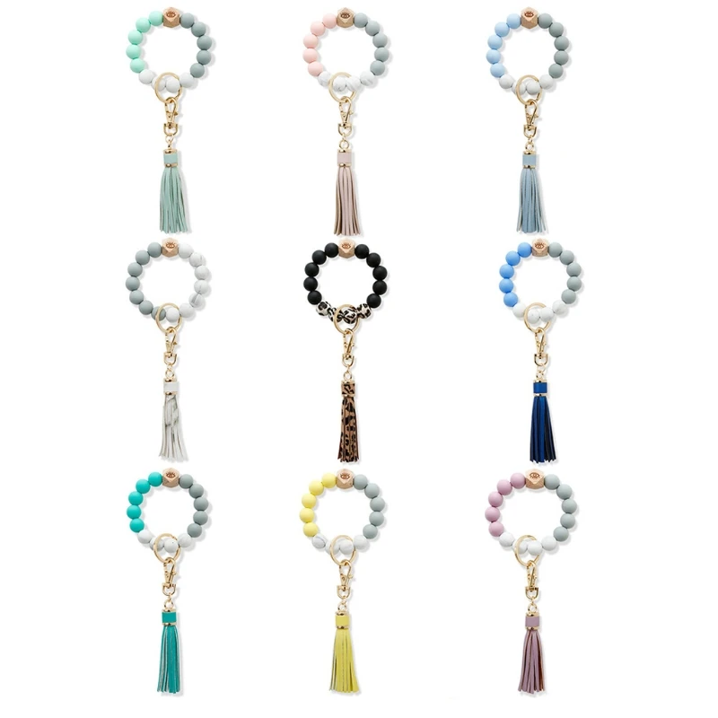 Eye Charm Bracelet Keychain Wristlet Leather Tassel Silicone Bead Keyring Bangle 83XF
Eye Charm Bracelet Keychain Wristlet Leather Tassel Silicone Bead Keyring Bangle 83XF