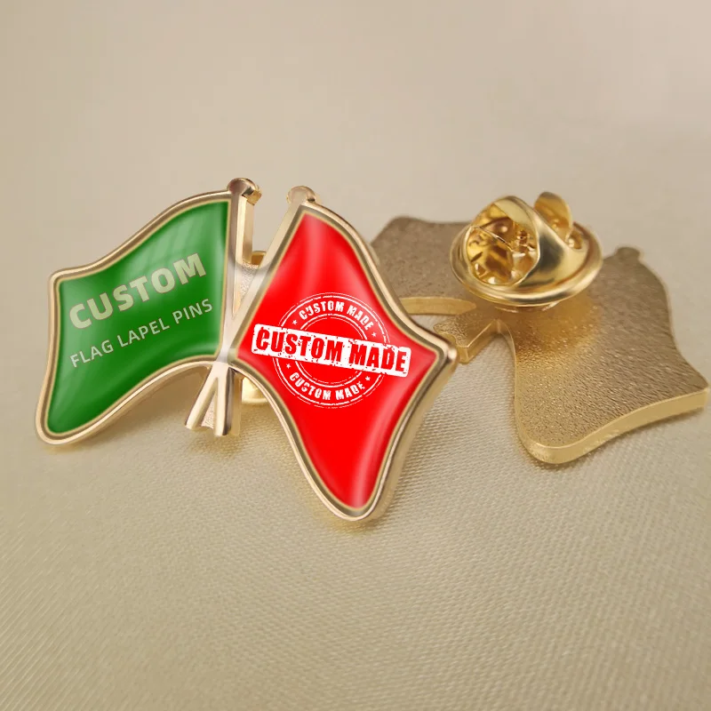 

World Any Two Countries And Areas Crossed Double Friendship Flags Lapel Pins Brooch Badges