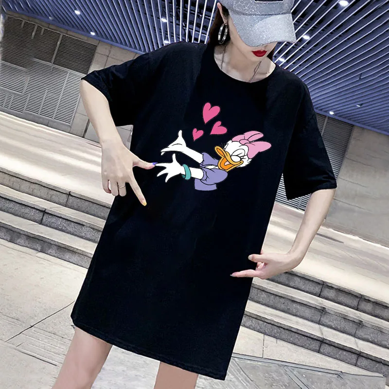 Tshirt Dresses Casual Ladies Donald Duck Cartoon Mini Dress Short Sleeve White Casual Loose Harajuku Robes Vestidos Summer New
Tshirt Dresses Casual Ladies Donald Duck Cartoon Mini Dress Short Sleeve White Casual Loose Harajuku Robes Vestidos Summer New