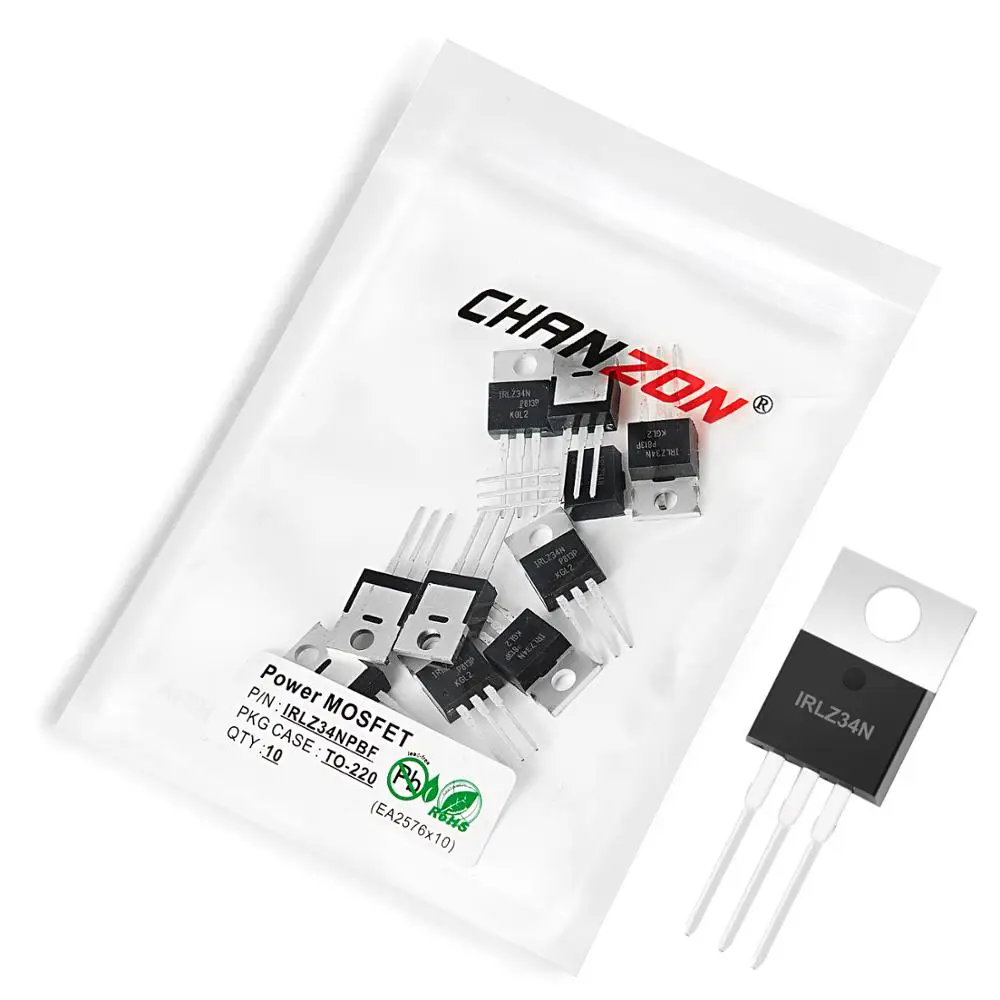 10Pcs IRLZ34NPBF TO-220 Power SIC Mosfet Transistor Bipolar Junction BJT Powerful Triode Tube Fets 30A 55V Integrated Circuits 
10Pcs IRLZ34NPBF TO-220 Power SIC Mosfet Transistor Bipolar Junction BJT Powerful Triode Tube Fets 30A 55V Integrated Circuits