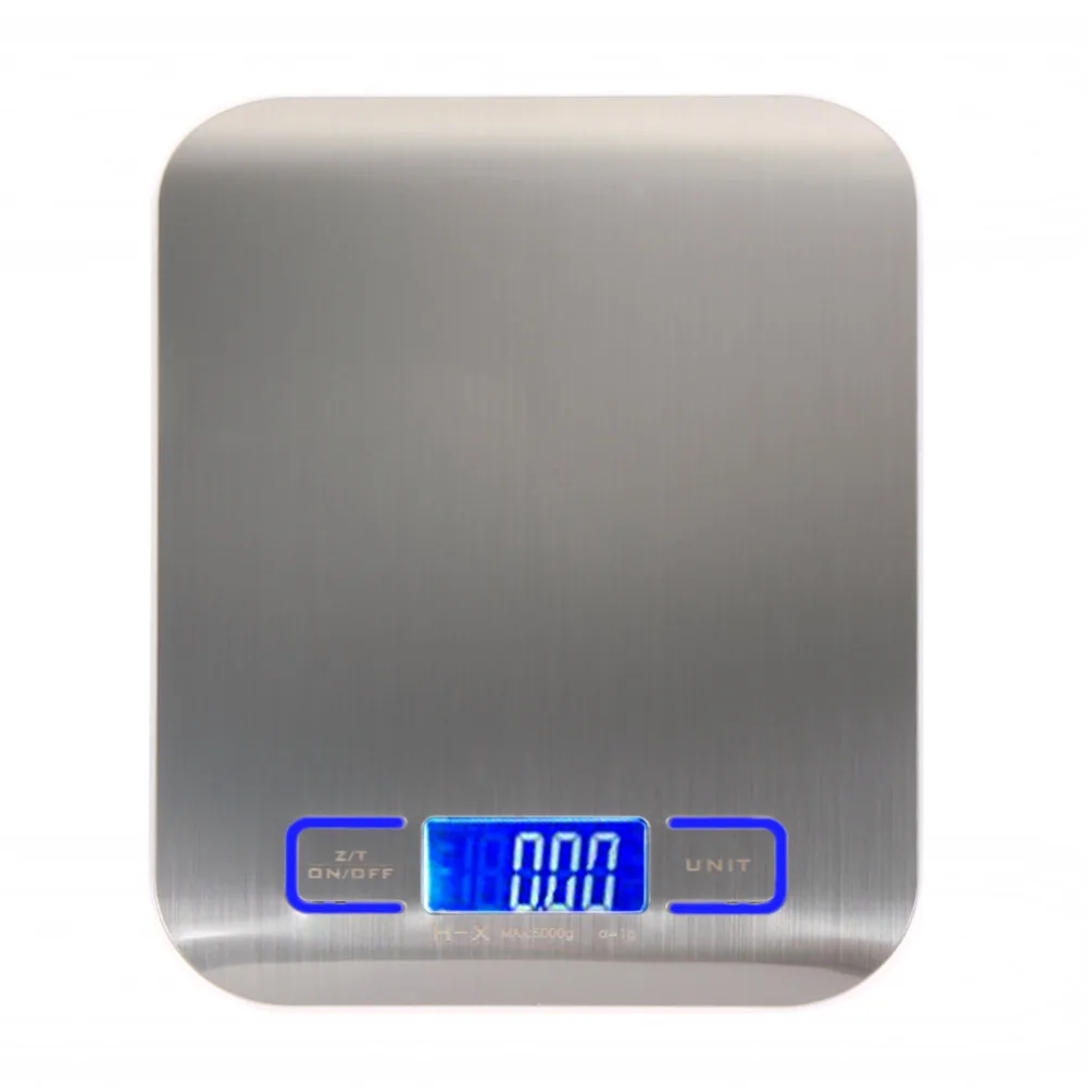 

Цифровые многофункциональные весы для пищи, кухонные, из нержавеющей стали, платформа с LCD-дисплеем (серебристый), 11 фунтов/5 кг
