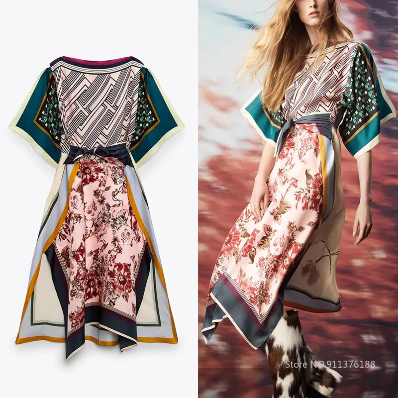 ZA Women Silk Dress 2021 New Hollow Out Chic Elegant Printed Stitching Colorful Split on Both Sides Midi Casual Dress
ZA Women Silk Dress 2021 New Hollow Out Chic Elegant Printed Stitching Colorful Split on Both Sides Midi Casual Dress