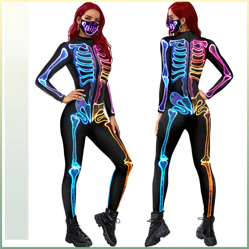 Glow Fluorescent Skull Sexy Women Halloween Devil Ghost Jumpsuit Party Carnival Performance Scary Costume Kids Girl Day of Dead
Glow Fluorescent Skull Sexy Women Halloween Devil Ghost Jumpsuit Party Carnival Performance Scary Costume Kids Girl Day of Dead