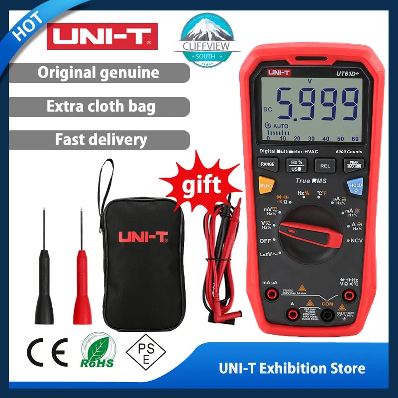 Цифровой мультиметр UNI-T UT61D +, профессиональный тестовый измерительный блок True RMS, Автоматический диапазон, постоянный ток, 1000 В, тестер пиков...
Цифровой мультиметр UNI-T UT61D +, профессиональный тестовый измерительный блок True RMS, Автоматический диапазон, постоянный ток, 1000 В, тестер пиков...
