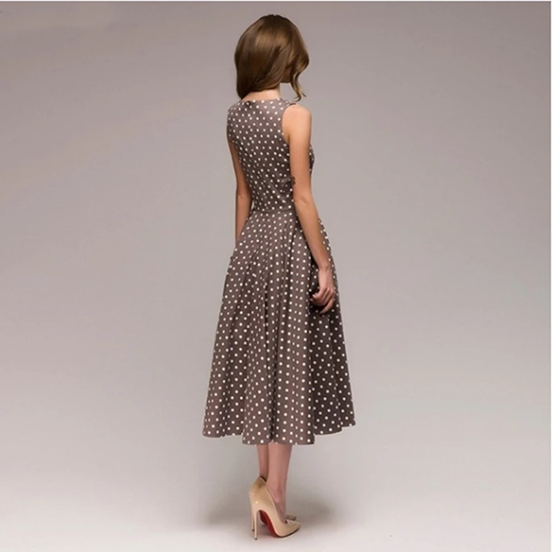 Lady Sleeveless o-neck Dress New Summer Vintage Elegant Polka Dot Swing Party Dresses Casual Boho Midi Dress Robe Female
Lady Sleeveless o-neck Dress New Summer Vintage Elegant Polka Dot Swing Party Dresses Casual Boho Midi Dress Robe Female