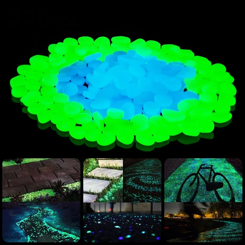 

500pcs Garden Glow In The Dark Luminous Pebbles For Walkways Plants Aquarium Decor Glow Stones Fish Tank Garden Decoration