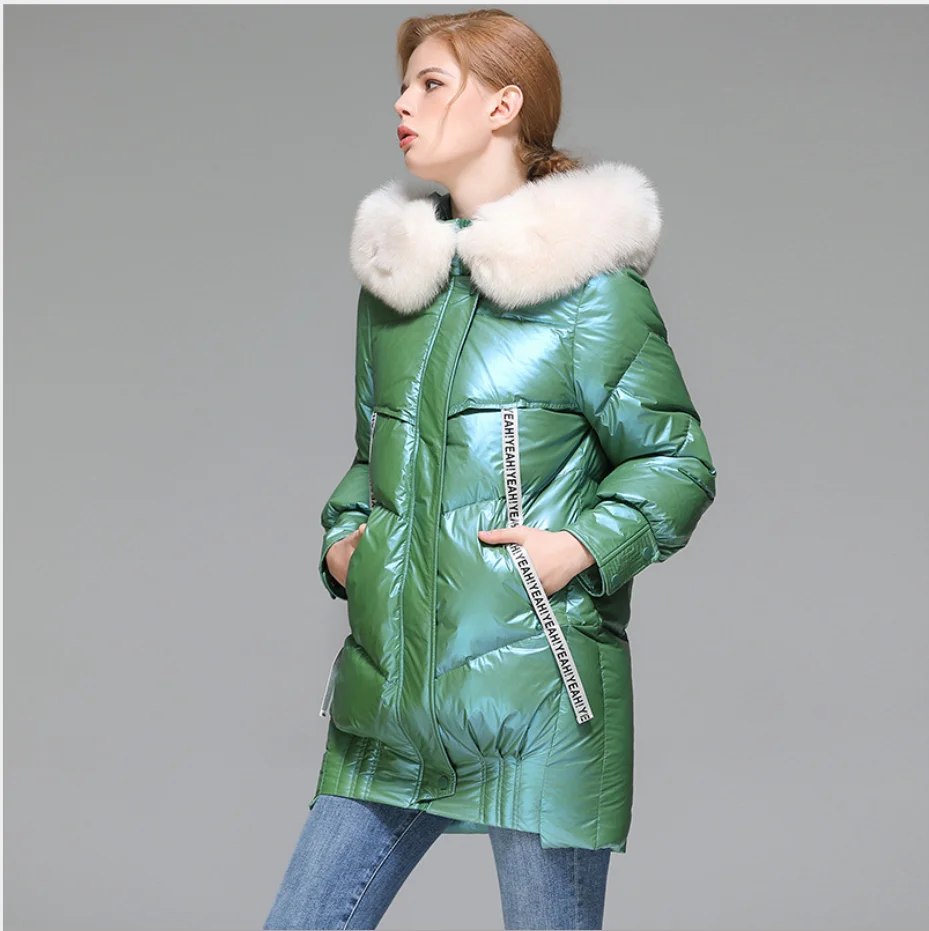 2020 new winter fox fur collar coat 90 white duck down jacket hooded green coats shiny thick down jackets short overcoat outwear
2020 new winter fox fur collar coat 90 white duck down jacket hooded green coats shiny thick down jackets short overcoat outwear