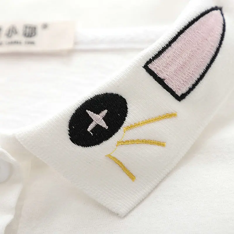2021 Summer Preppy Style Sweet Embroidery Cotton Short Sleeve O-Neck Loose Women's T-shirt Turn Down Collar Tops Tees 2113321
2021 Summer Preppy Style Sweet Embroidery Cotton Short Sleeve O-Neck Loose Women's T-shirt Turn Down Collar Tops Tees 2113321