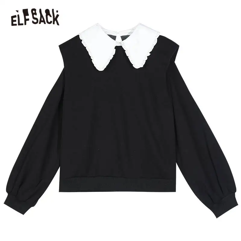 ELFSACK Black Solid Casual Pullovers Sweatshirt Women,2020 Autumn Vintage Full Sleeve Peter Pan Collar Korean Girly,Daily Top
ELFSACK Black Solid Casual Pullovers Sweatshirt Women,2020 Autumn Vintage Full Sleeve Peter Pan Collar Korean Girly,Daily Top
