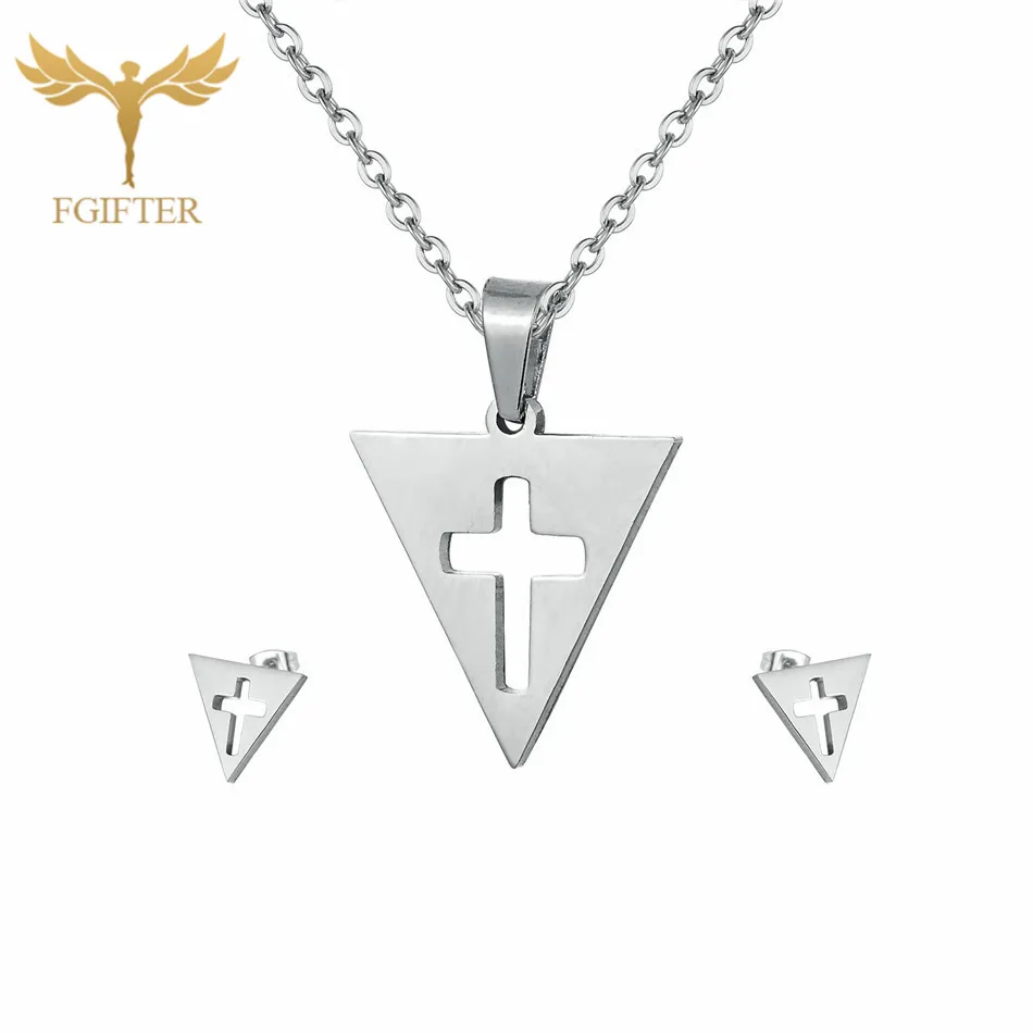 Religious Cross Ear Stud Necklace Fashionable Geometric Jewelry Set Men's Women's Necklace Stainless Steel Jewelry
Religious Cross Ear Stud Necklace Fashionable Geometric Jewelry Set Men's Women's Necklace Stainless Steel Jewelry