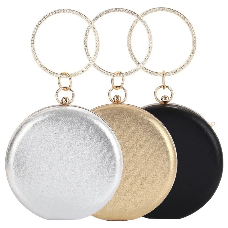Fashion Women's Handbags Simple Round Golden Evening Bag Banquet Bridal Purse Designer Diamond Ring Clutch Chain Shoulder Bag
Fashion Women's Handbags Simple Round Golden Evening Bag Banquet Bridal Purse Designer Diamond Ring Clutch Chain Shoulder Bag
