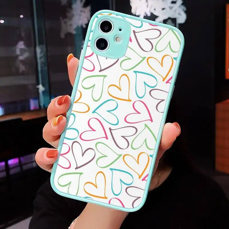 love heart pattern color Phone Case Matte Transparent for iPhone 7 8 11 12 s mini pro X XS XR MAX Plus cover funda
love heart pattern color Phone Case Matte Transparent for iPhone 7 8 11 12 s mini pro X XS XR MAX Plus cover funda