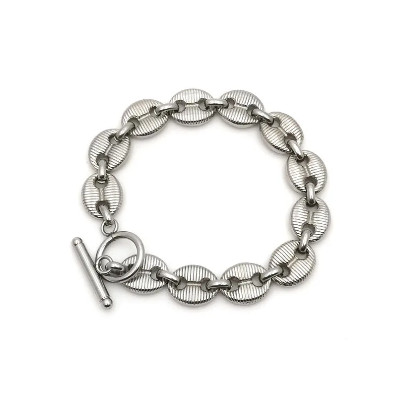Trendy Stainless Steel Coffee Bean Link Chain Bracelets Silver Color For Women Punk Style Party Jewelry 16cm 18cm 21cm long, 1PC
Trendy Stainless Steel Coffee Bean Link Chain Bracelets Silver Color For Women Punk Style Party Jewelry 16cm 18cm 21cm long, 1PC