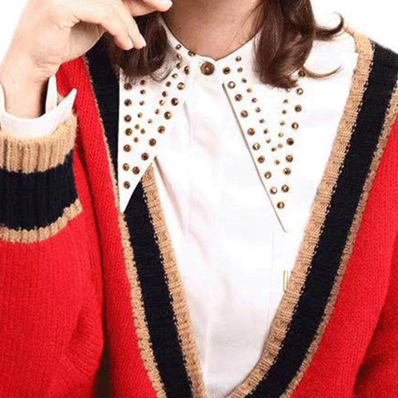 Women Punk Style Bronze Rivets Studded Detachable Half Shirt Blouse Vintage Pointed Long Lapel False Fake Collar Dickey
Women Punk Style Bronze Rivets Studded Detachable Half Shirt Blouse Vintage Pointed Long Lapel False Fake Collar Dickey