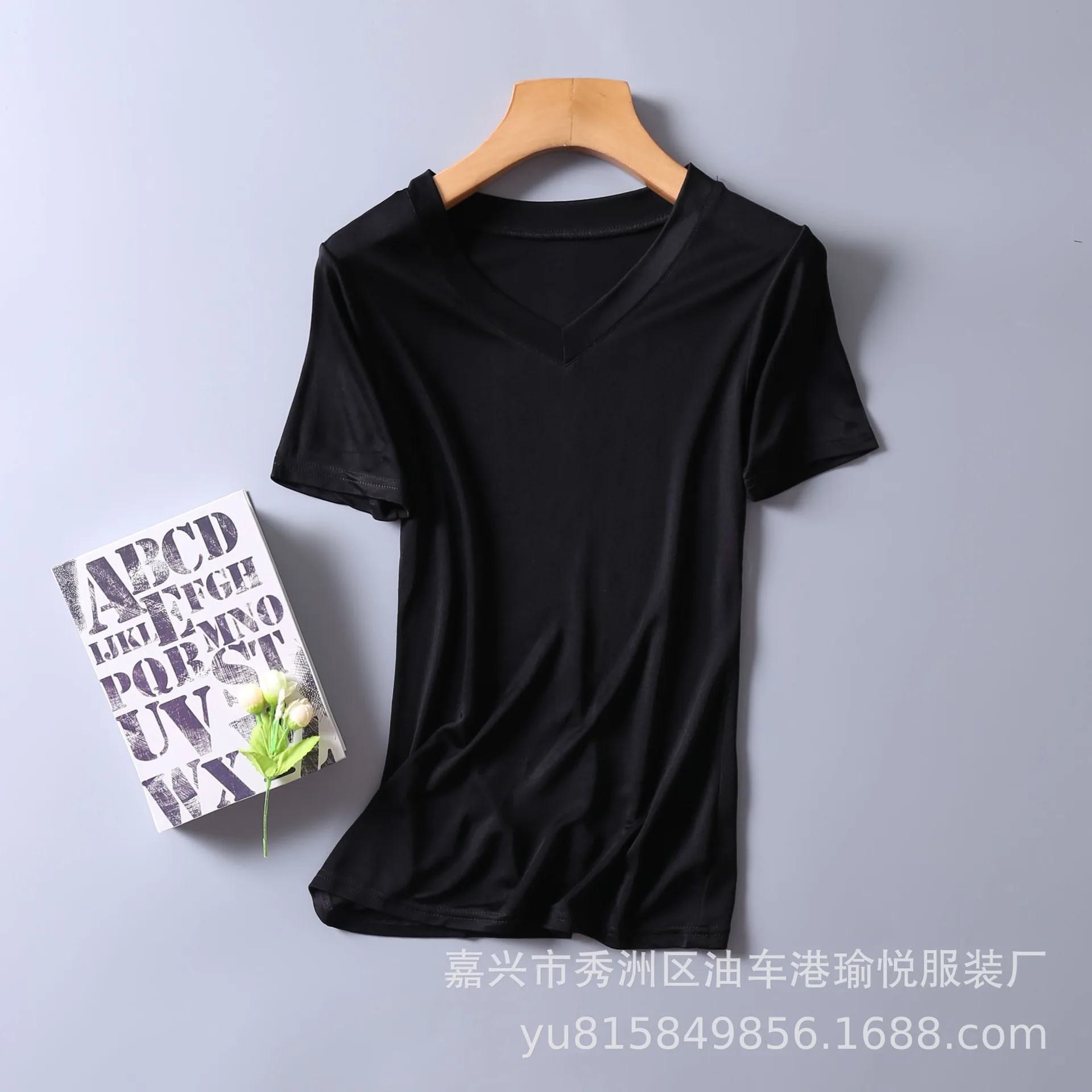 GMO001 2021 summer new silk knitted short sleeve women's T-shirt