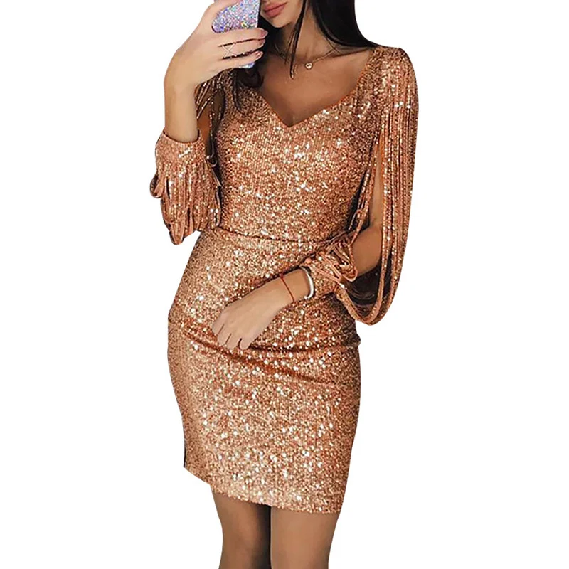 Fashion Dresses for Women Spring Autumn Clothes Full Sleeve V-neck Sheath Dress Slim Sequin Mini Dresses Vestido Fiesta Mujer
Fashion Dresses for Women Spring Autumn Clothes Full Sleeve V-neck Sheath Dress Slim Sequin Mini Dresses Vestido Fiesta Mujer
