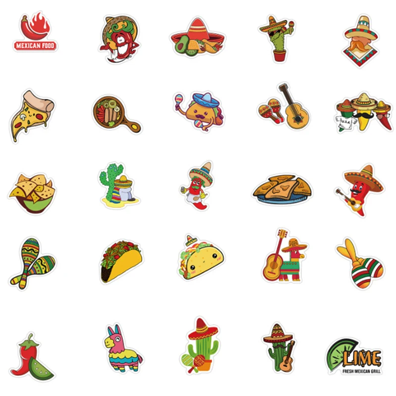 50PCS Mexican Style Food Stickers Waterproof Stickers For Car Laptop Guitar Skateboard Diary Decals Sticker New
50PCS Mexican Style Food Stickers Waterproof Stickers For Car Laptop Guitar Skateboard Diary Decals Sticker New