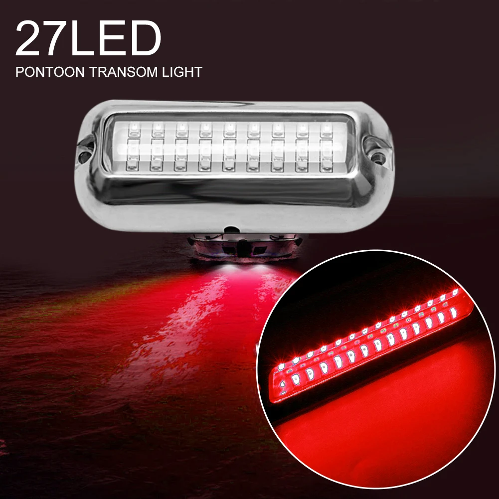 27LED 50W Marine Boat Transom Light Stainless Steel Trim Underwater Pontoon Light IP68 Waterproof Boat Deck Stern Light Red
27LED 50W Marine Boat Transom Light Stainless Steel Trim Underwater Pontoon Light IP68 Waterproof Boat Deck Stern Light Red