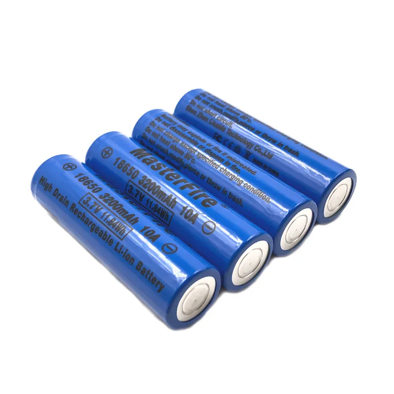 

6pcs/lot MasterFire Original 18650 3200mah 10A 3.7V 11.84Wh High Drain Rechargeable Lithium Battery Flashlight Batteries Cell