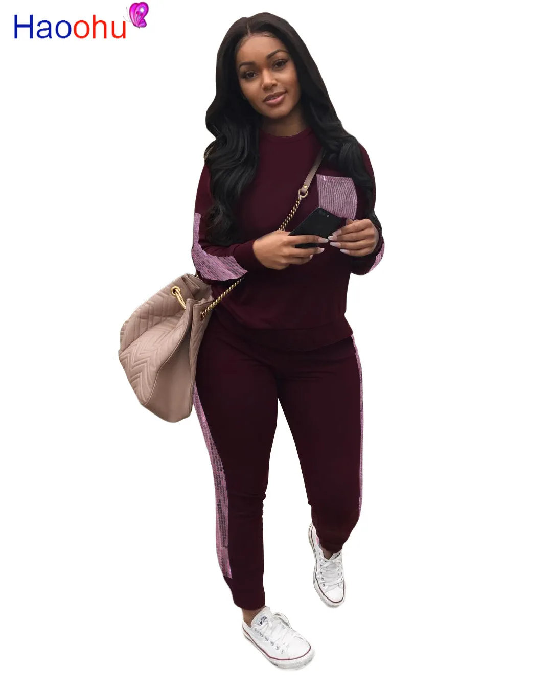 HAOOHU Women Sequins Patchwork Long Sleeve Tops Jogger Pants Suit Active Wear Tracksuit Two Piece Matching Set Fitness Outfits
HAOOHU Women Sequins Patchwork Long Sleeve Tops Jogger Pants Suit Active Wear Tracksuit Two Piece Matching Set Fitness Outfits