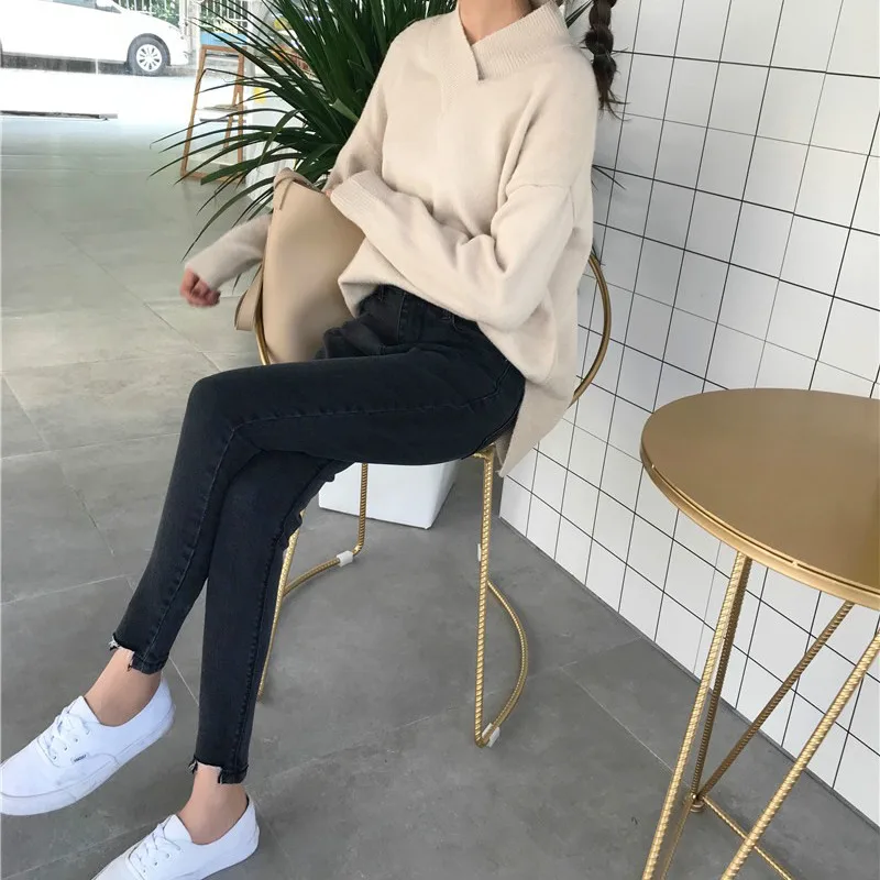 Jeans Women Elegant All-match Ulzzang Slim New Korean Style Female Irregular High Waist Thin Elastic Womens Trousers Chic Casual
Jeans Women Elegant All-match Ulzzang Slim New Korean Style Female Irregular High Waist Thin Elastic Womens Trousers Chic Casual