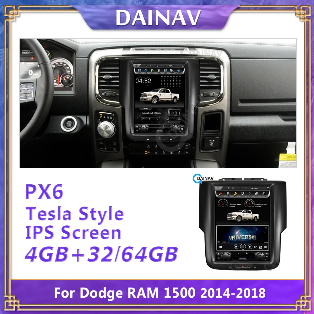 Автомобильный радиоприемник в стиле Tesla на Android для Dodge RAM 1500 2014 2015 2016 2017 2018
