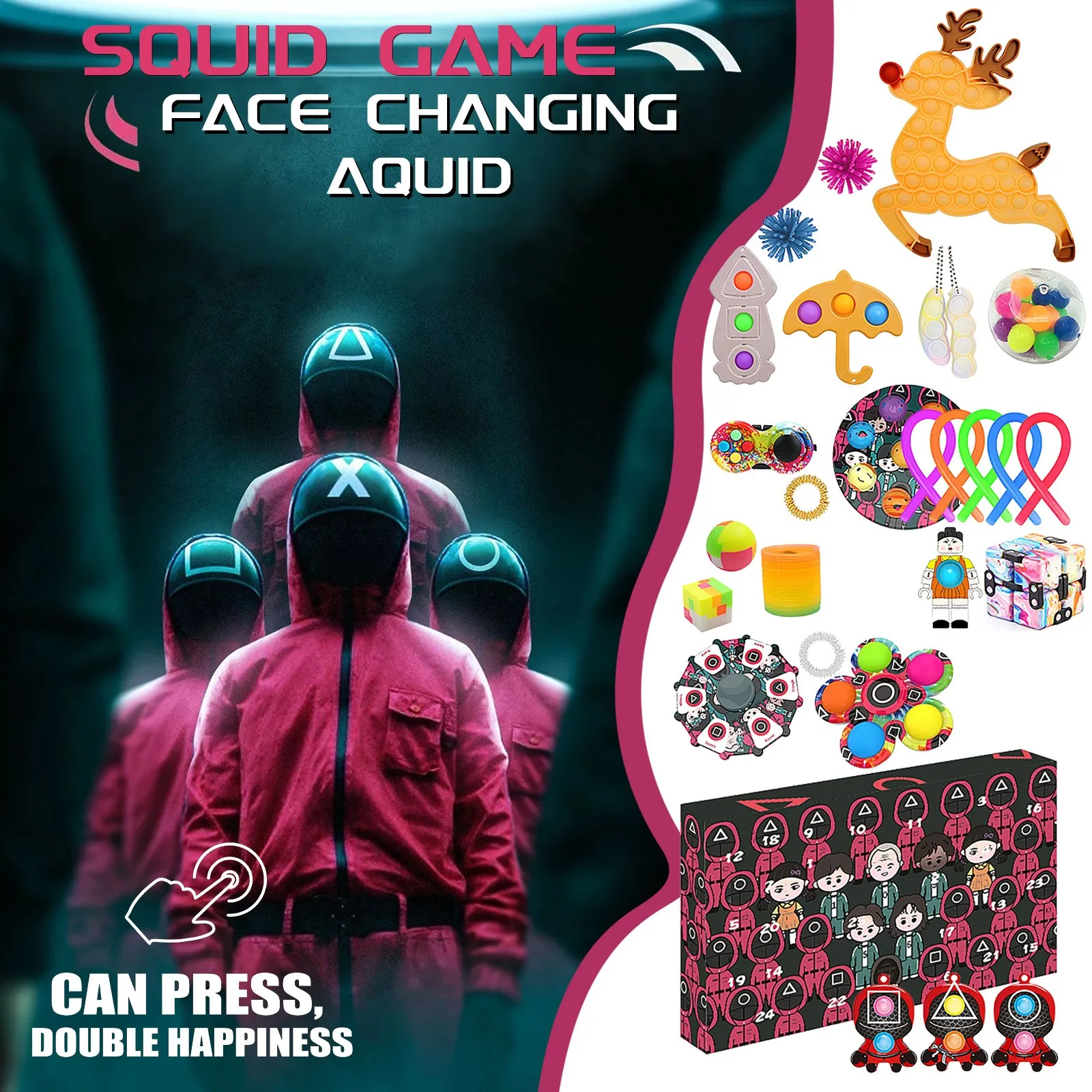 Squid 24 Fidget Advent Calendar Christmas Blind Box Surprise Anti Stress Relief Toys Sets Slow Rising Squishy Squeeze Kids Gift
Squid 24 Fidget Advent Calendar Christmas Blind Box Surprise Anti Stress Relief Toys Sets Slow Rising Squishy Squeeze Kids Gift