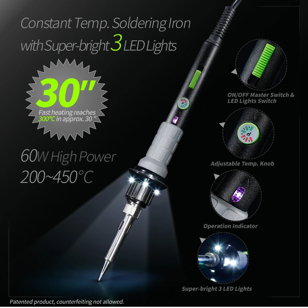 YIHUA947-V Lead Free Solder Electric Soldering Iron With Working Light For DIY Temperature Soldering Iron Repair
YIHUA947-V Lead Free Solder Electric Soldering Iron With Working Light For DIY Temperature Soldering Iron Repair