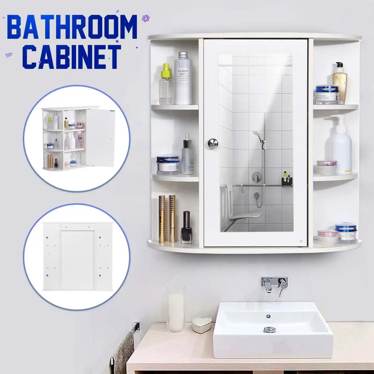 Bathroom Cabinet Three-layer Door Cabinet Mirrored Bathroom Home Furniture Decorative Stylish Wall Mounted MDF 22.8x23.6x6.5''
Bathroom Cabinet Three-layer Door Cabinet Mirrored Bathroom Home Furniture Decorative Stylish Wall Mounted MDF 22.8x23.6x6.5''