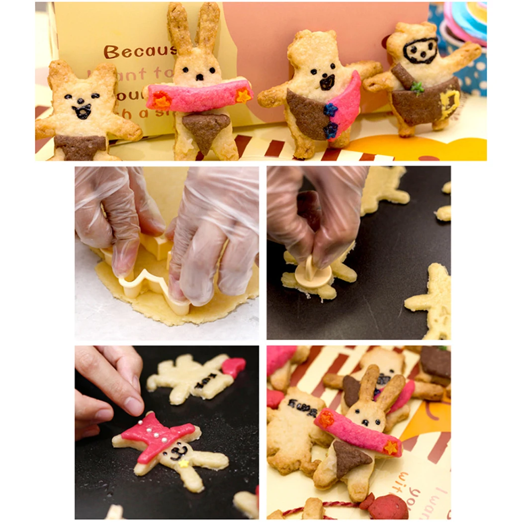 4PCS Animal Cookie Cutter DIY Plastic Cute Biscuit Mold with Expression Molds DIY Plastic Biscuit Mold Baking mold Kitchen tools
4PCS Animal Cookie Cutter DIY Plastic Cute Biscuit Mold with Expression Molds DIY Plastic Biscuit Mold Baking mold Kitchen tools