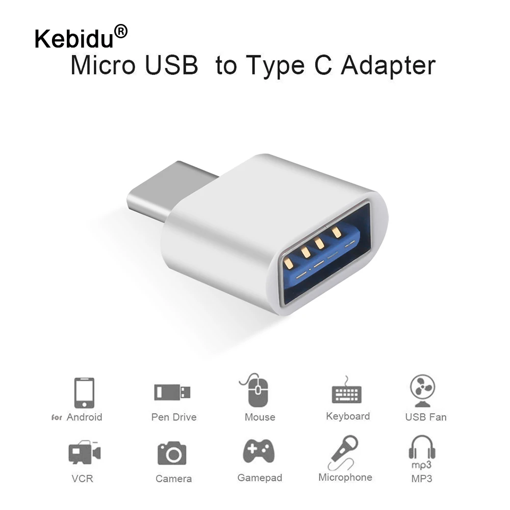 

Адаптер kebidu Type-C USB 3,0, кабель OTG, Type C, USB-C OTG, конвертер USB 3,0 «Мама» в Type C «папа», конвертер для телефонов Android