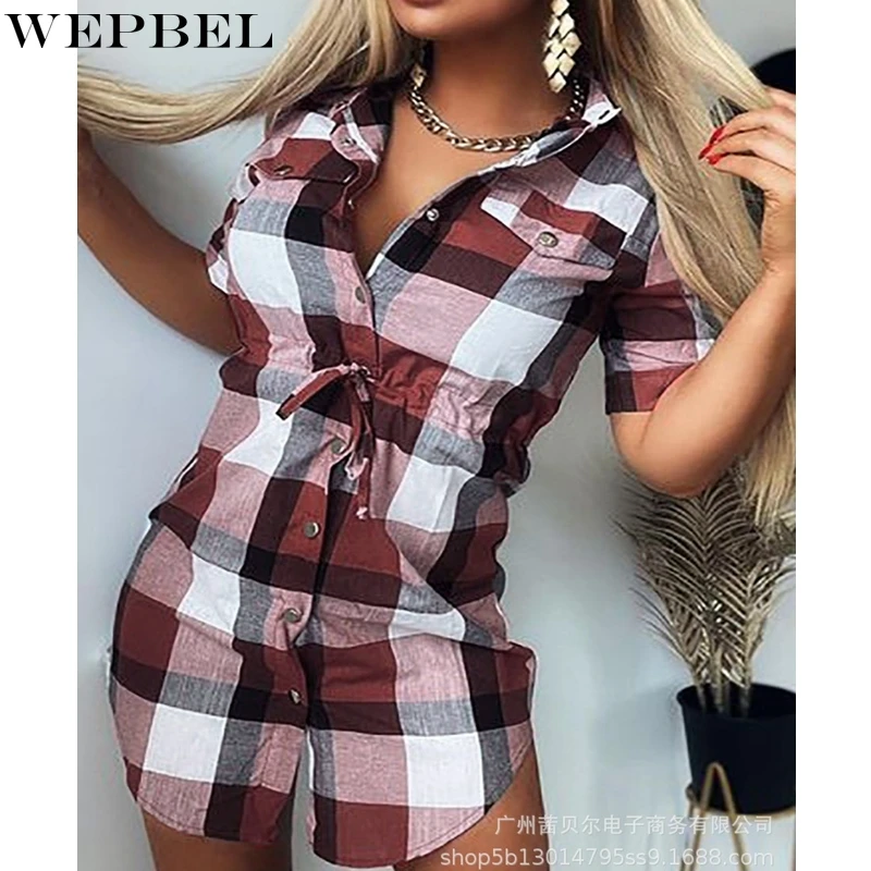 WEPBEL Fashion Plaid Shirt Women's Slim Fit Single-Breasted Shirt Autumn Short Sleeve Single-Breasted Turn-down Collar Shirt
WEPBEL Fashion Plaid Shirt Women's Slim Fit Single-Breasted Shirt Autumn Short Sleeve Single-Breasted Turn-down Collar Shirt