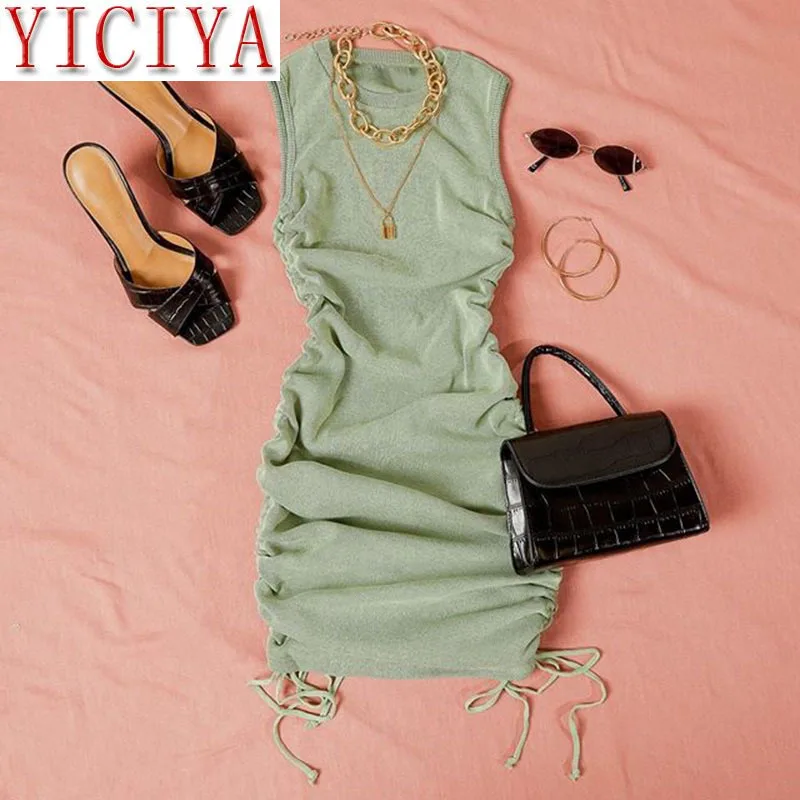 Cotton Ruched Drawstring Sexy Party Dress Women Sleeveless Elastic Mini Dress Vintage 2020 Summer Women Bodycon Long Midi Dress
Cotton Ruched Drawstring Sexy Party Dress Women Sleeveless Elastic Mini Dress Vintage 2020 Summer Women Bodycon Long Midi Dress