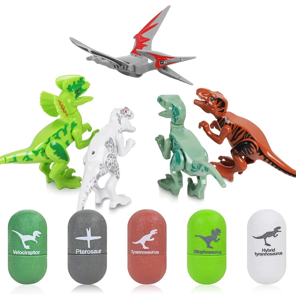

5pcs/lot Jurassic Dino world Tyrannosaurus Rex Wyvern Velociraptor Stegosaurus Building Kits Bolcks Dinosaur figures Raptor Toy