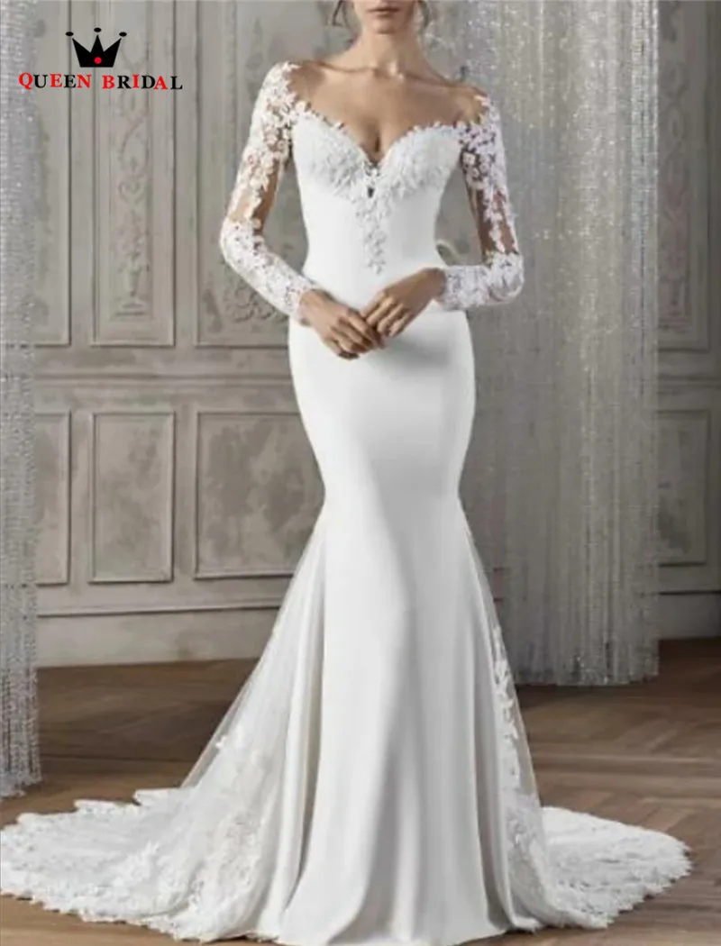 Wedding Dress 2022 Mermaid Long Sleeve Lace Flowers Appliques Simple Sexy Formal Bride Dress Custom Made KW35
Wedding Dress 2022 Mermaid Long Sleeve Lace Flowers Appliques Simple Sexy Formal Bride Dress Custom Made KW35
