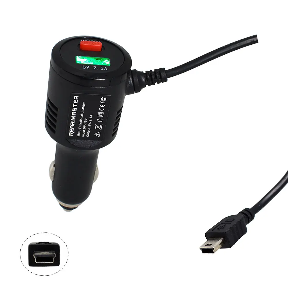 REARMASTER® Car Charger Cigarette Lighter Power Cable for Dash Camera, with USB Charger and Switch Button (Mini USB) 11.5ft
REARMASTER® Car Charger Cigarette Lighter Power Cable for Dash Camera, with USB Charger and Switch Button (Mini USB) 11.5ft