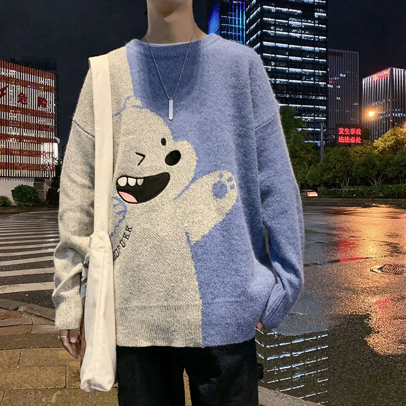 Cute Knitted Pullover Jumper Sweaters Streetwear Casual Cartoon Hip Hop Long Sleeve Knitwear Sweater Men Autumn Bear Tops Male
Cute Knitted Pullover Jumper Sweaters Streetwear Casual Cartoon Hip Hop Long Sleeve Knitwear Sweater Men Autumn Bear Tops Male