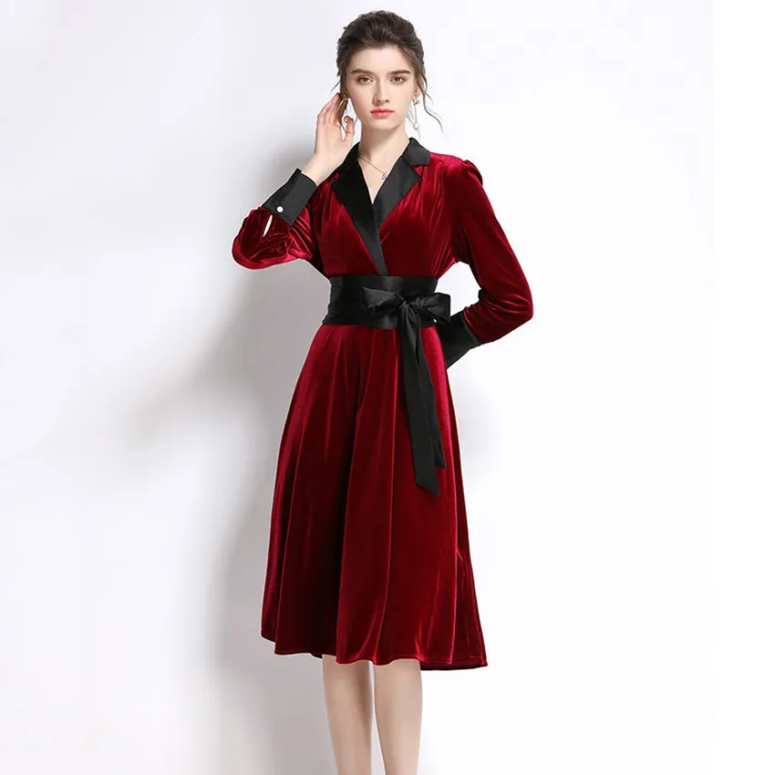 Women Wine Red Velvet Evening Party Dresses High Quality Fashion Elegant Dress Long Sleeve Designer Dress Vestidos
Women Wine Red Velvet Evening Party Dresses High Quality Fashion Elegant Dress Long Sleeve Designer Dress Vestidos