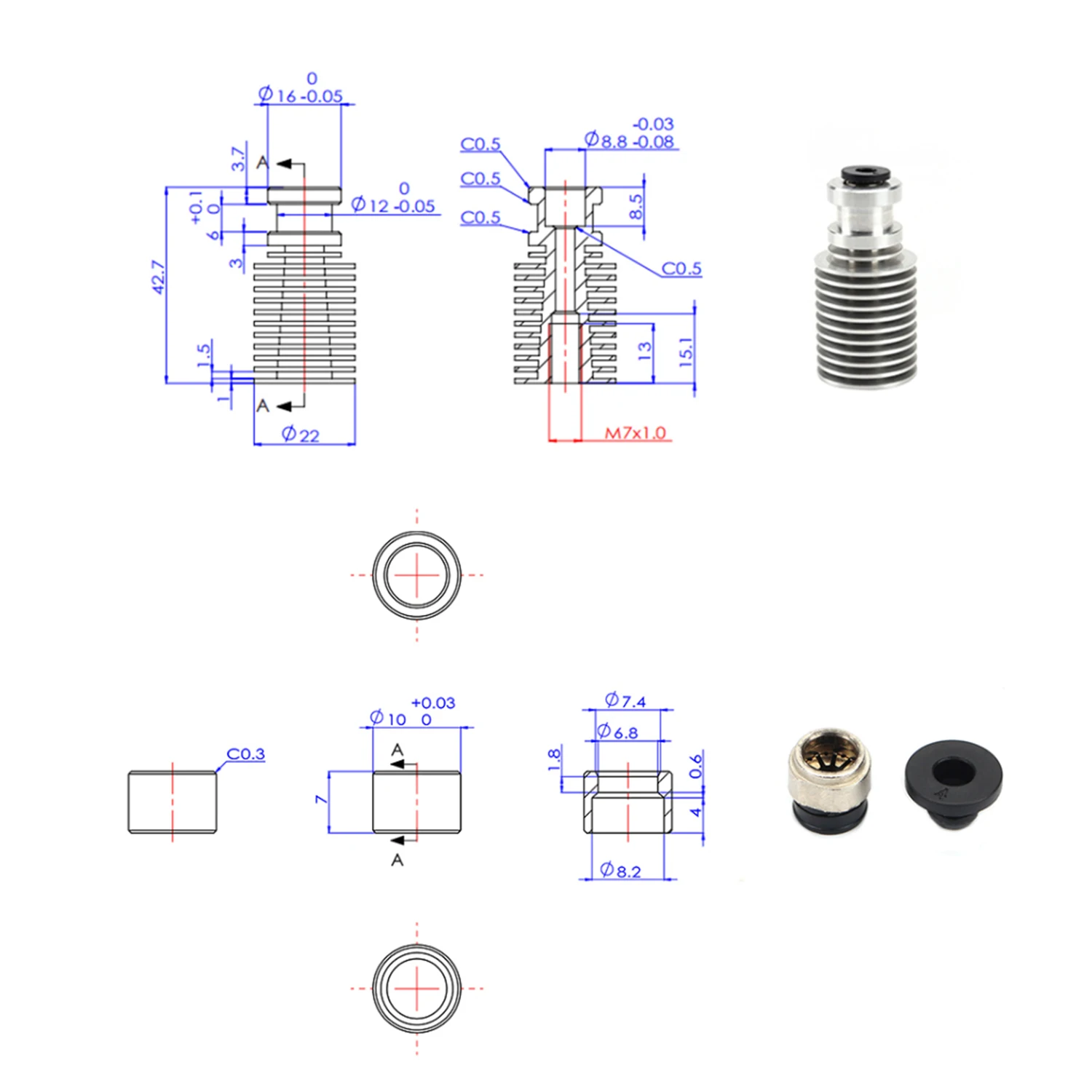 Heatsink Extruder Radiator with Collet Clip V6 Nozzle 1.75mm Filament Hotend Compatible with PT100 Prusa I3 MK3 3D Printer
Heatsink Extruder Radiator with Collet Clip V6 Nozzle 1.75mm Filament Hotend Compatible with PT100 Prusa I3 MK3 3D Printer