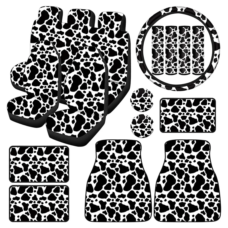 AU04 -19PCS Cow Print Car Seat Cover Kit, Car Steering Wheel Cover, Seat Belt Pads, Car Floor Mats, Car Coasters, Armrest Pad
AU04 -19PCS Cow Print Car Seat Cover Kit, Car Steering Wheel Cover, Seat Belt Pads, Car Floor Mats, Car Coasters, Armrest Pad