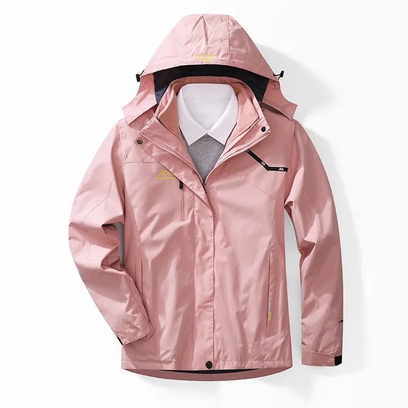 Outdoor windbreaker men's and women's fashion brand three in one detachable two piece winter storm suit with plush liner
Outdoor windbreaker men's and women's fashion brand three in one detachable two piece winter storm suit with plush liner